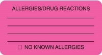MAP1730 - ALLERGIES/DRUG REACTIONS - Fl Pink, 3-1/4" X 1-3/4" (Roll of 250) - SHIPS FREE