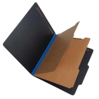 25 Pt. Black Pressboard Classification Folders, 2/5 Cut ROC Top Tab, Letter, 2 Dividers, Blue Tyvek (Box of 15)