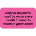 MAP4260 - Regular Payments - Fl Pink, 1-1/2" X 7/8" (Roll of 250) - SHIPS FREE