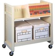 File Cart with 1 File Shelf, 1 Fixed Shelf and 2 Movable Dividers