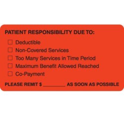 MAP4180 - Patient Responsibility Due To: - Fl Red, 3-1/4