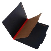 25 Pt. Black Pressboard Classification Folders, 2/5 Cut ROC Top Tab, Letter, 1 Divider, Red Tyvek (Box of 20)