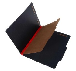 25 Pt. Black Pressboard Classification Folders, 2/5 Cut ROC Top Tab, Letter, 1 Divider, Red ...
