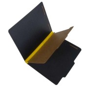 25 Pt. Black Pressboard Classification Folders, 2/5 Cut ROC Top Tab, Letter, 1 Divider, Yellow Tyvek (Box of 20)