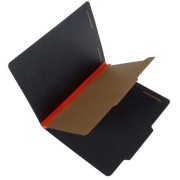 25 Pt. Black Pressboard Classification Folders, 2/5 Cut ROC Top Tab, Letter, 1 Divider, Orange Tyvek (Box of 20)
