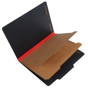 25 Pt. Black Pressboard Classification Folders, 2/5 Cut ROC Top Tab, Letter, 2 Dividers, Red Tyvek (Box of 15)