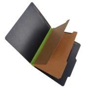 25 Pt. Black Pressboard Classification Folders, 2/5 Cut ROC Top Tab, Letter, 2 Dividers, Lime Green Tyvek (Box of 15)