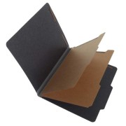 25 Pt. Black Pressboard Classification Folders, 2/5 Cut ROC Top Tab, Letter, 2 Dividers, Gray Tyvek (Box of 15)