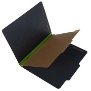 25 Pt. Black Pressboard Classification Folders, 2/5 Cut ROC Top Tab, Letter, 1 Divider, Lime Green Tyvek (Box of 20)